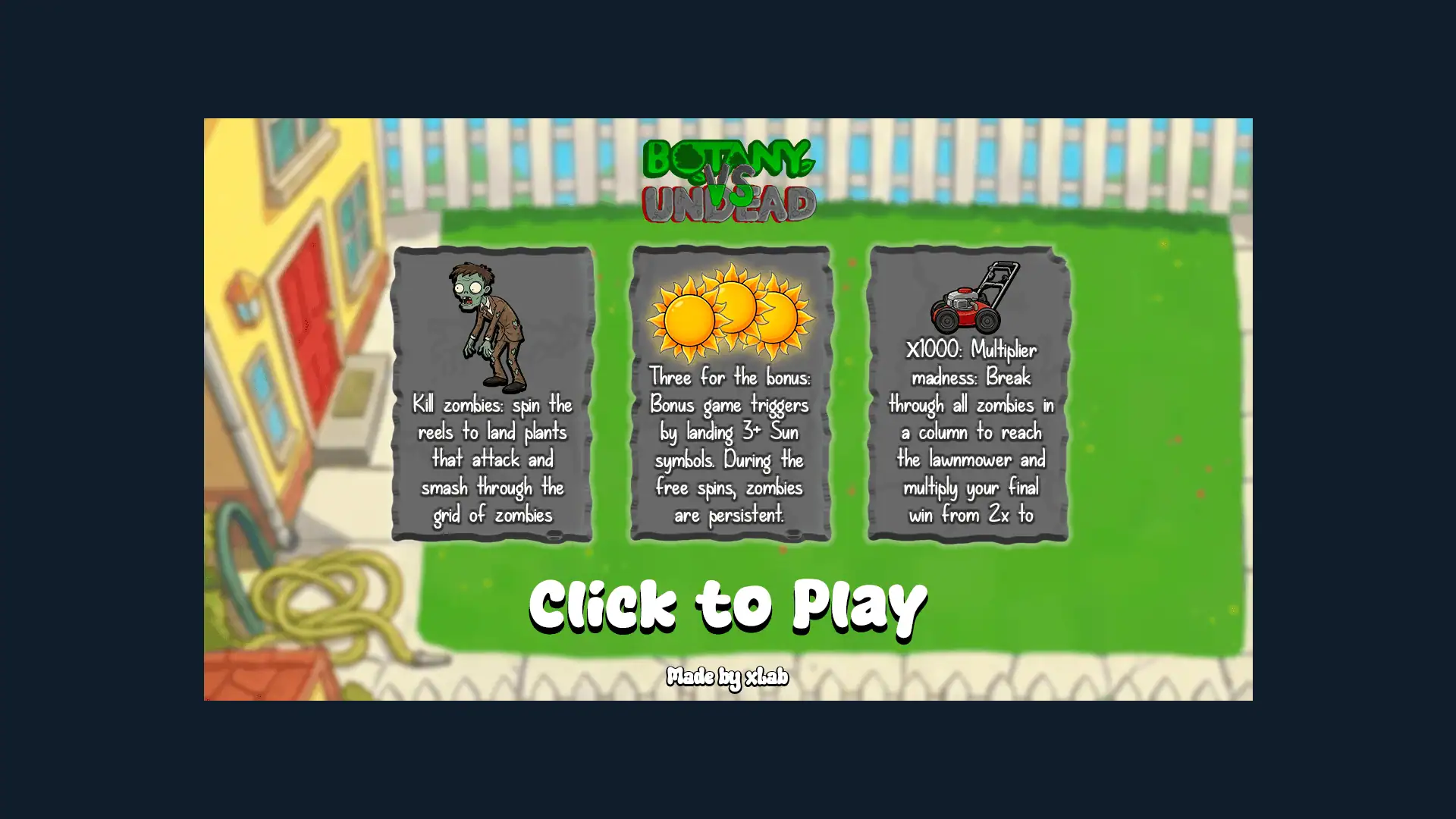 Botany vs Undead slot intro screen