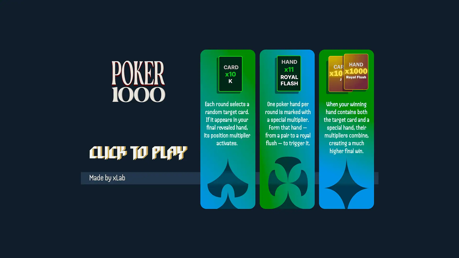 Poker 1000 slot intro screen