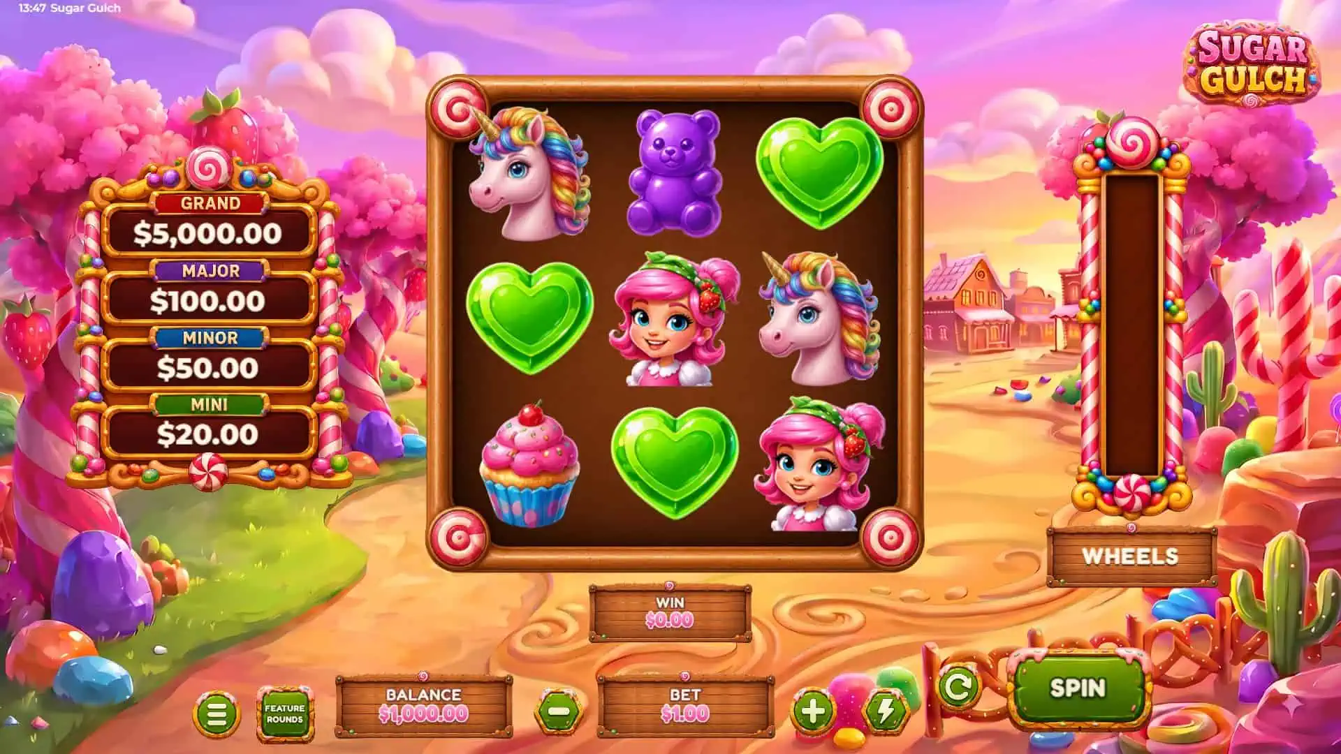 Sugar Gulch slot gameplay reels