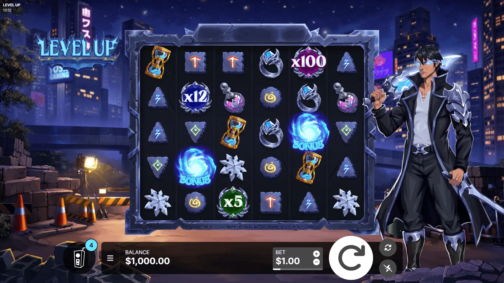 Level Up slot gameplay reels