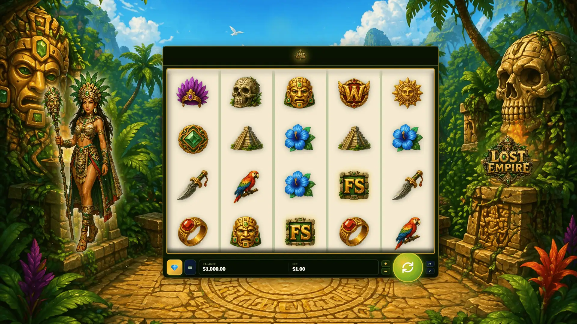 Lost Empire slot gameplay reels