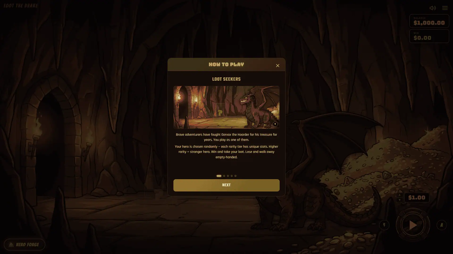 Loot the Drake slot intro screen