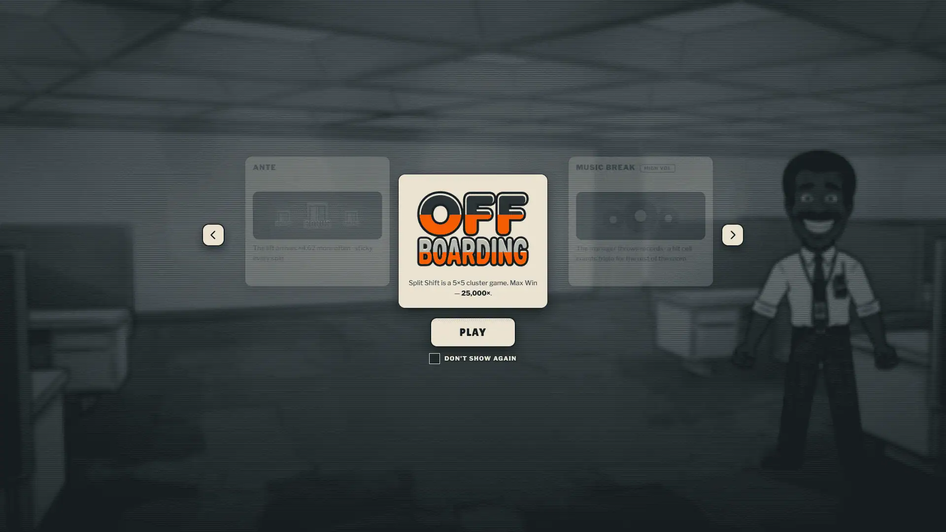 Offboarding slot intro screen