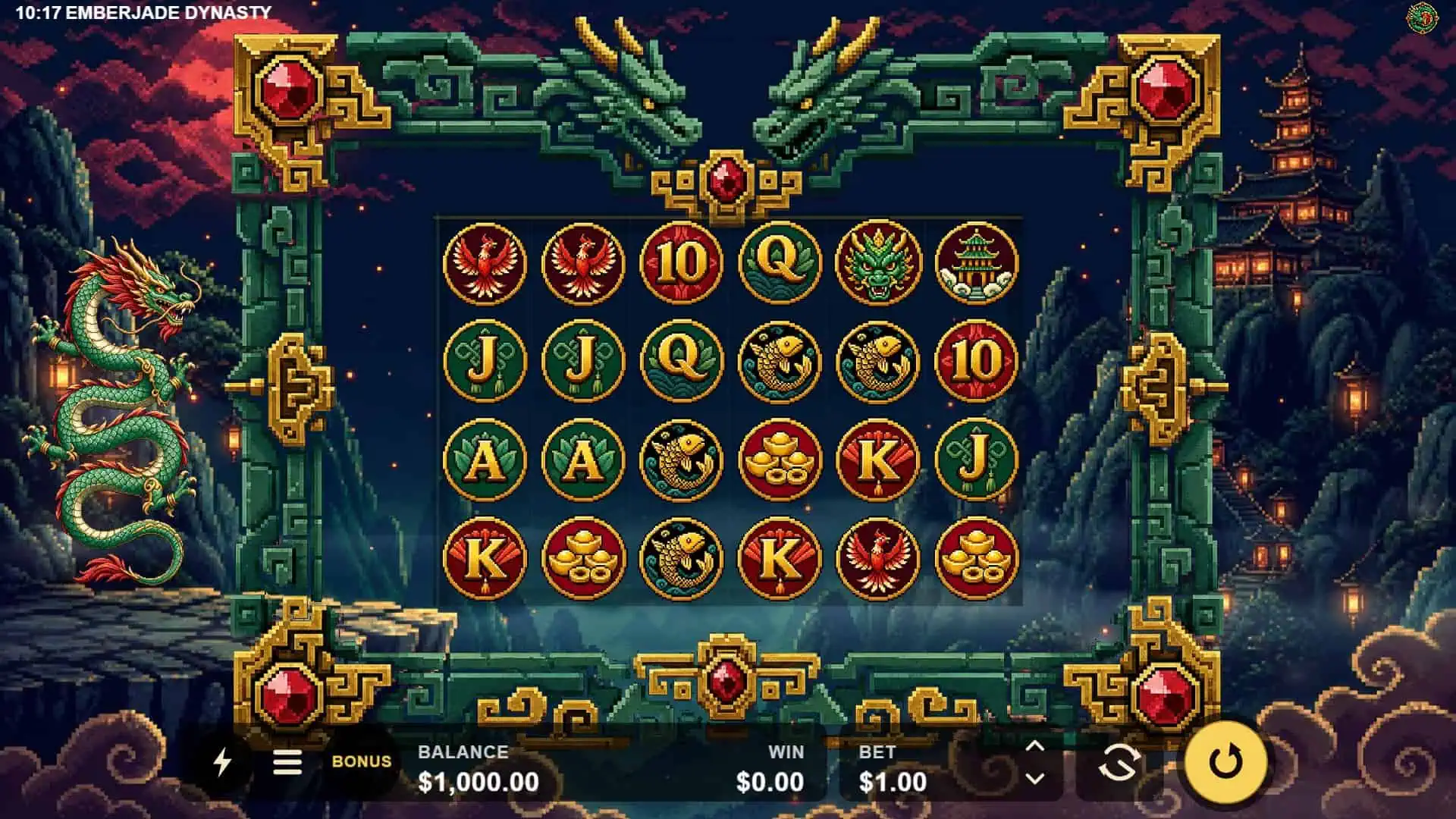 Emberjade Dynasty slot gameplay reels