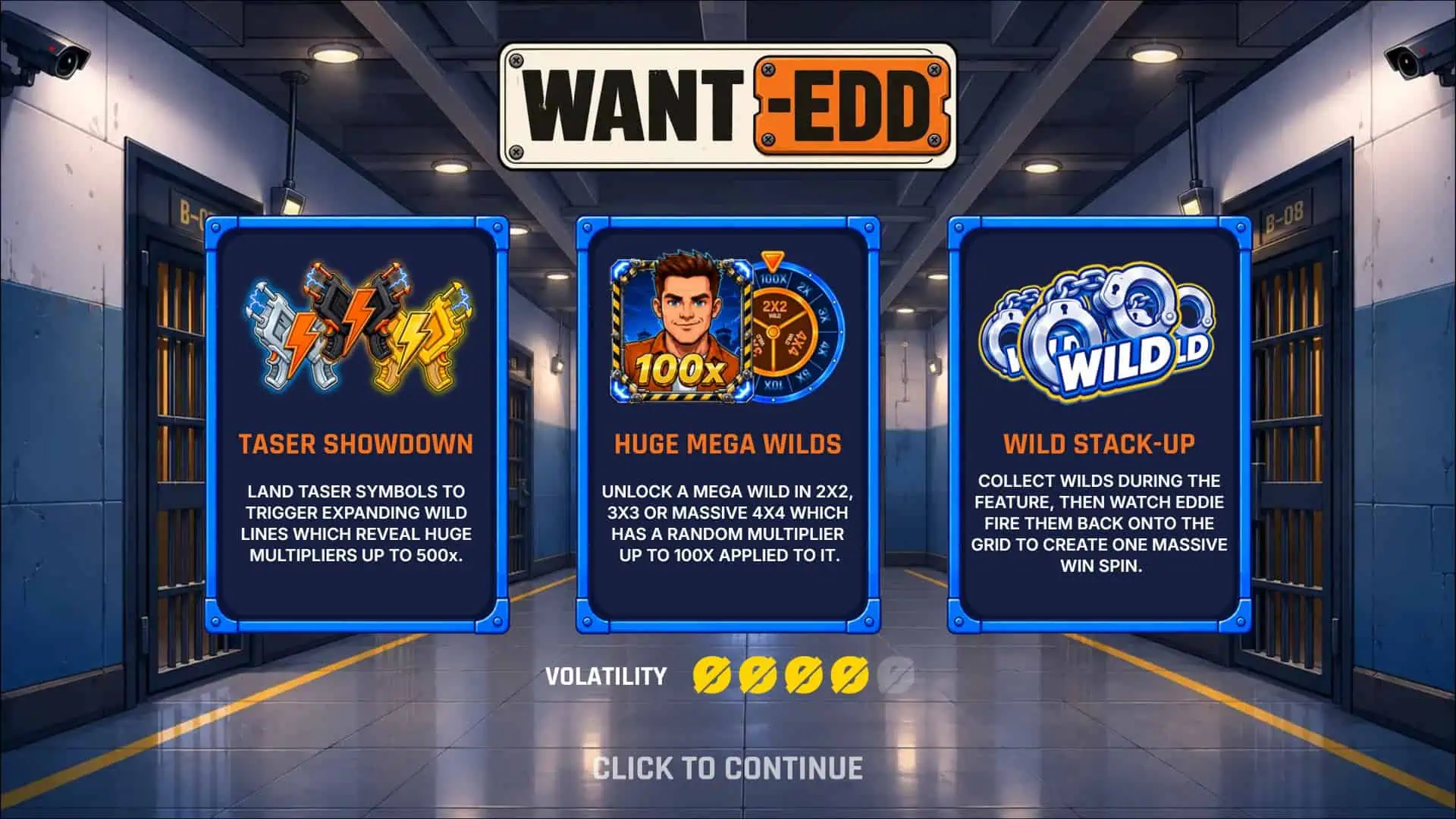 Want-edd slot intro screen