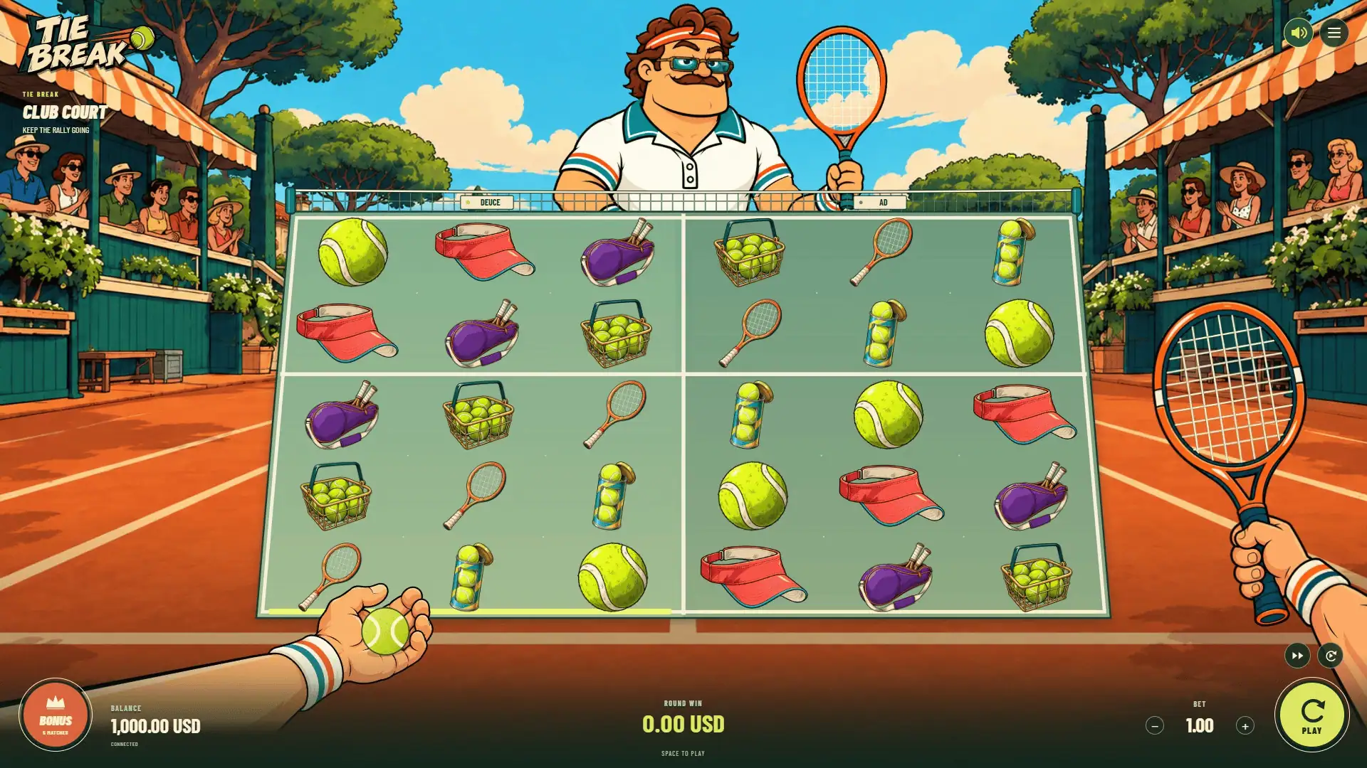 Tie Break slot gameplay reels