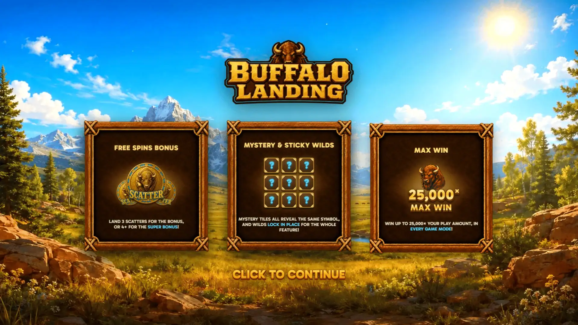 Buffalo Landing slot intro screen
