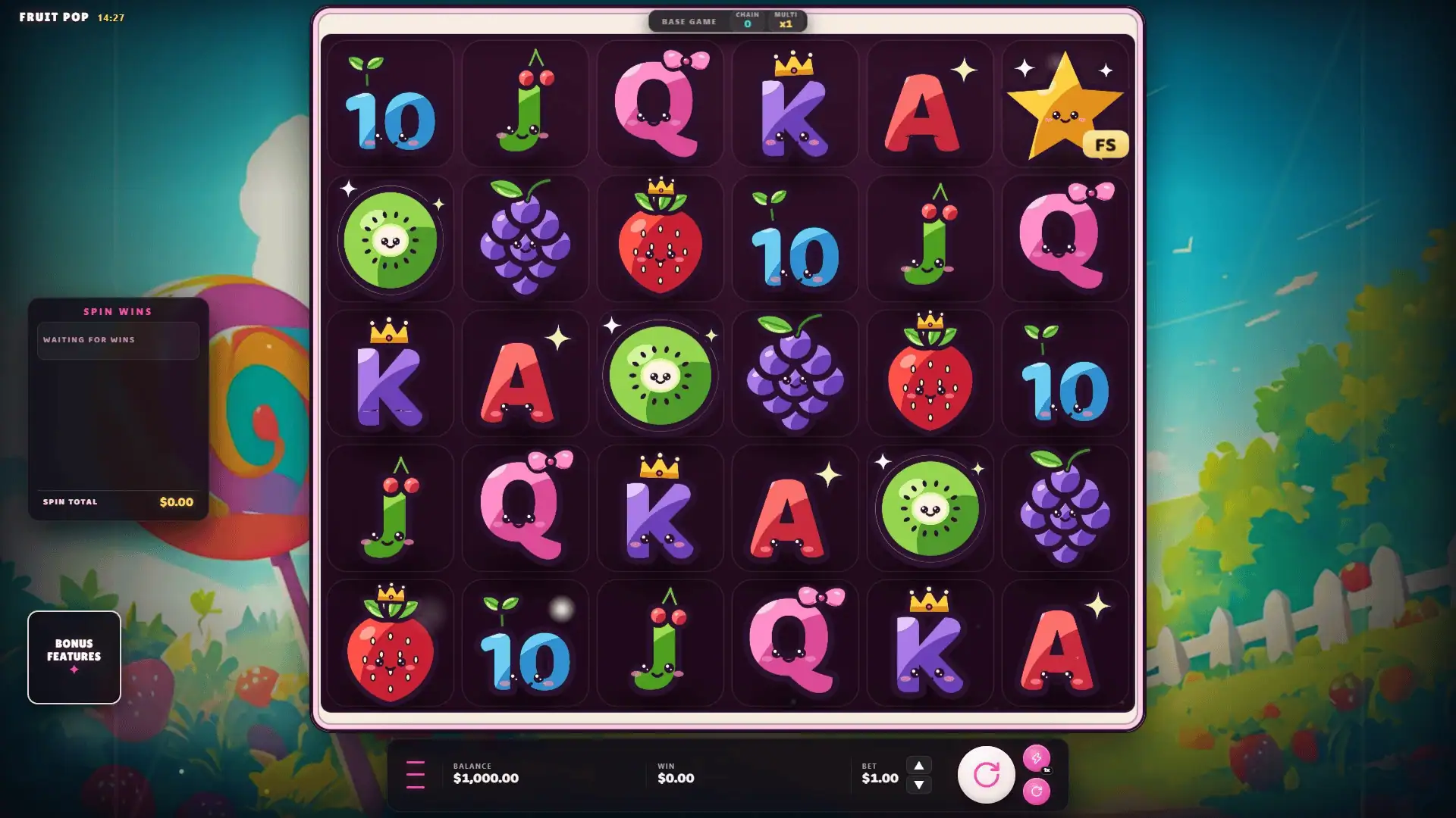 Fruit Pop slot gameplay reels