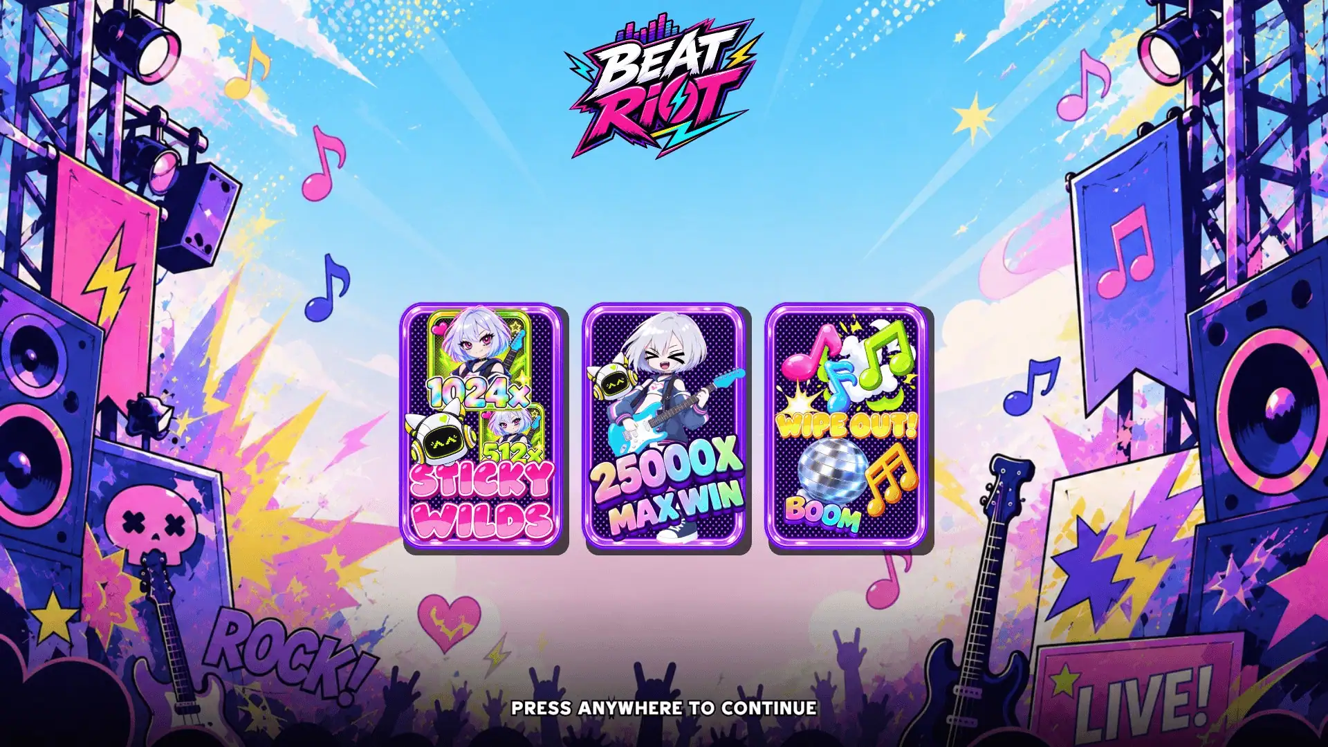 Beat Riot slot intro screen