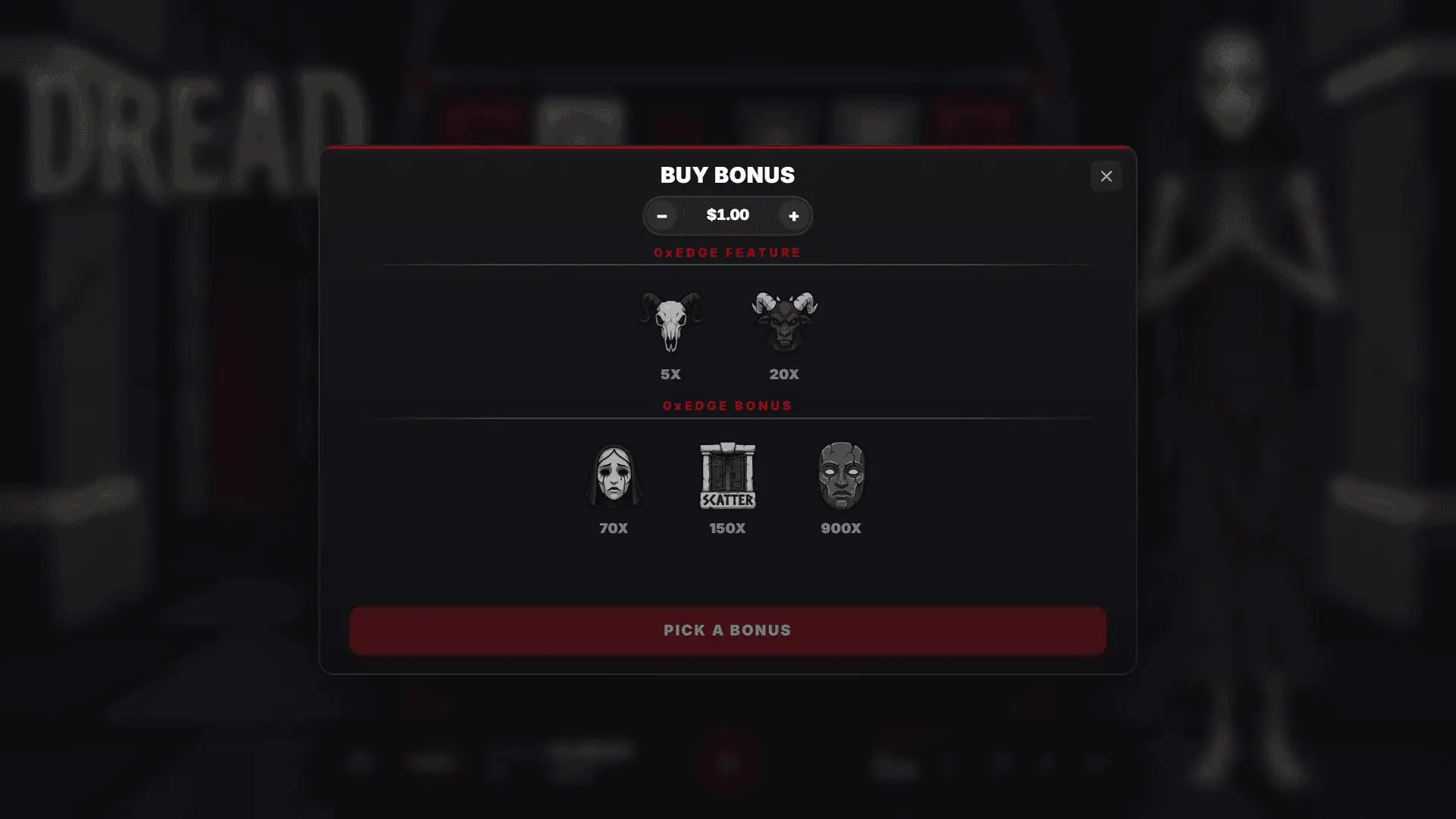 Dread bonus buy menu