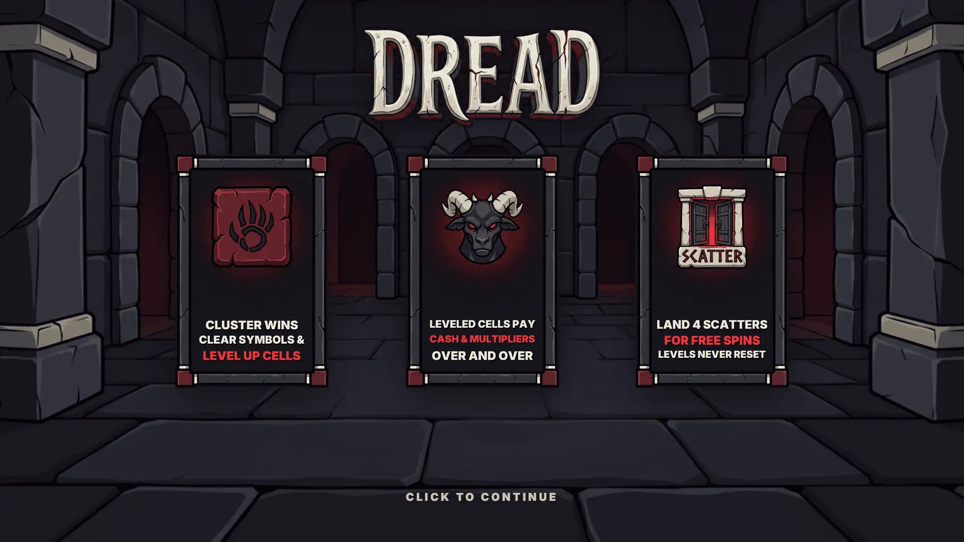 Dread slot intro screen