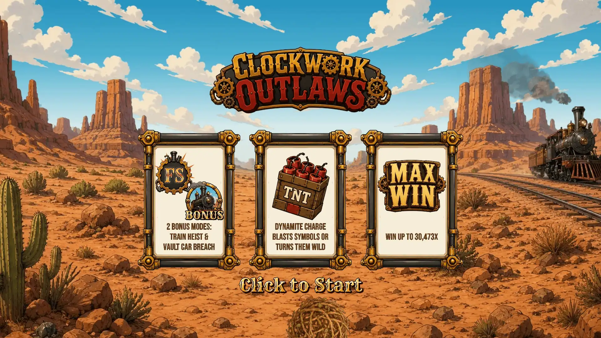 Clockwork Outlaws slot intro screen