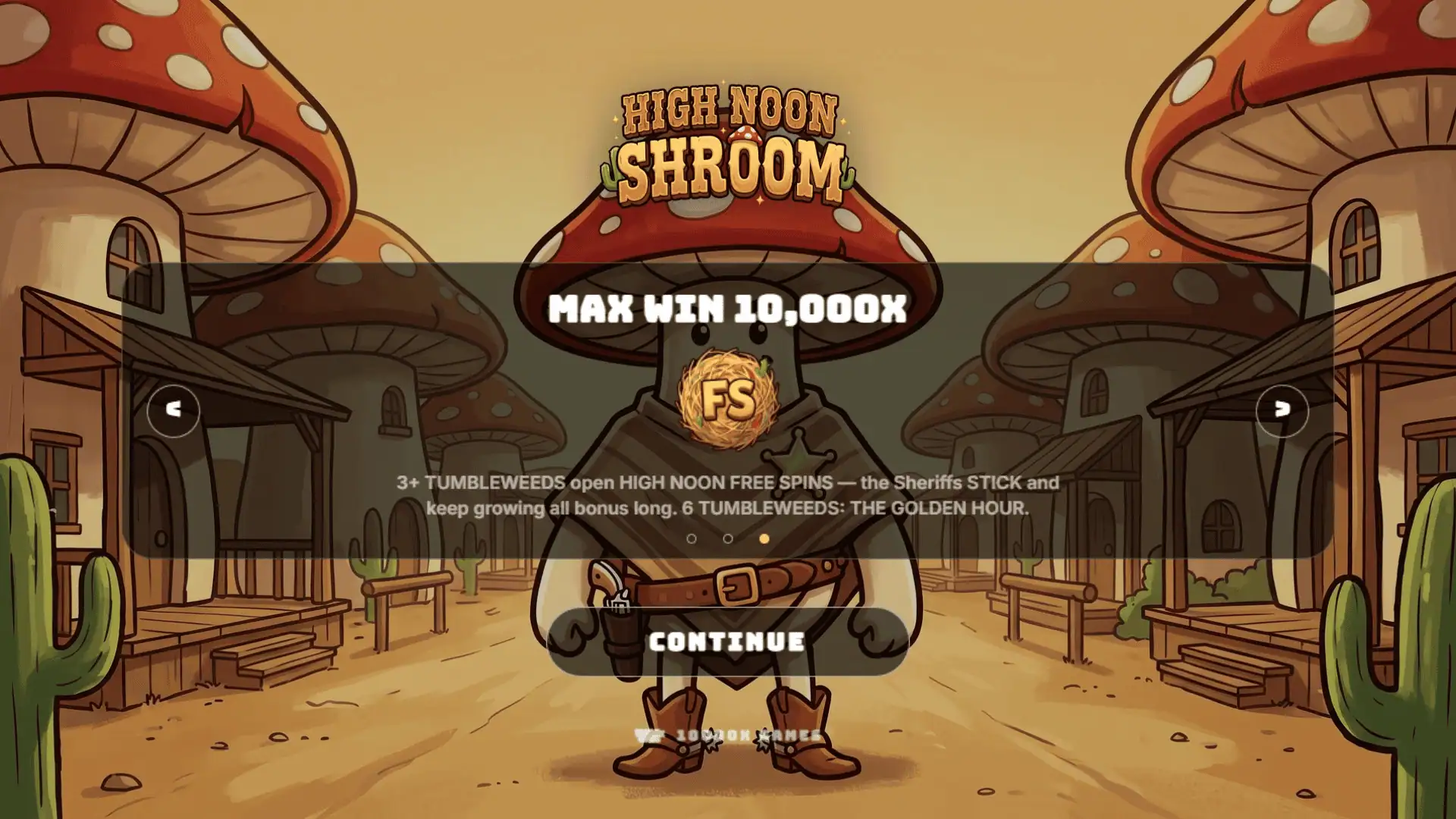 High Noon Shroom slot intro screen