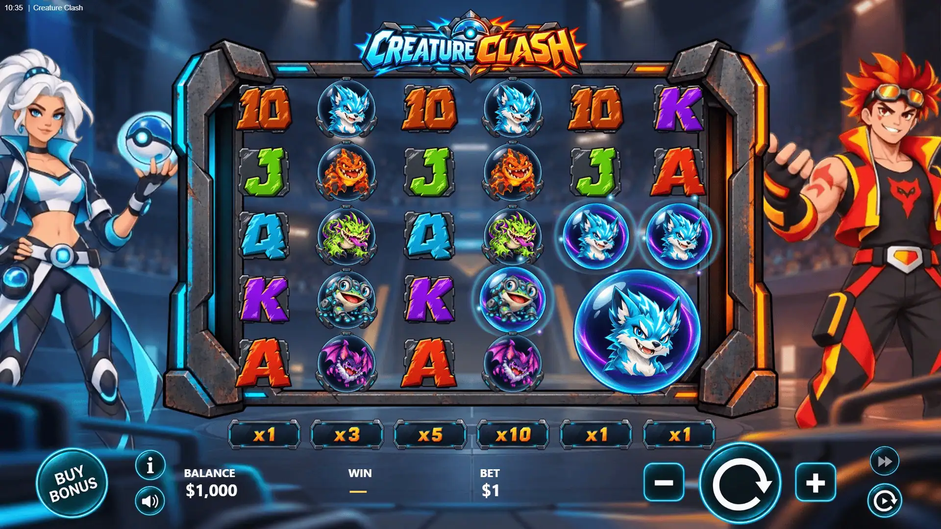 Creature Clash slot gameplay reels