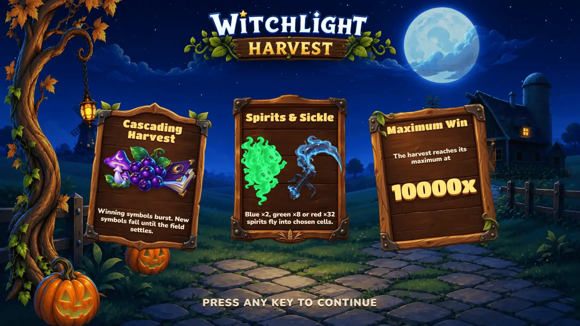 Whitchlight Harvest slot intro screen