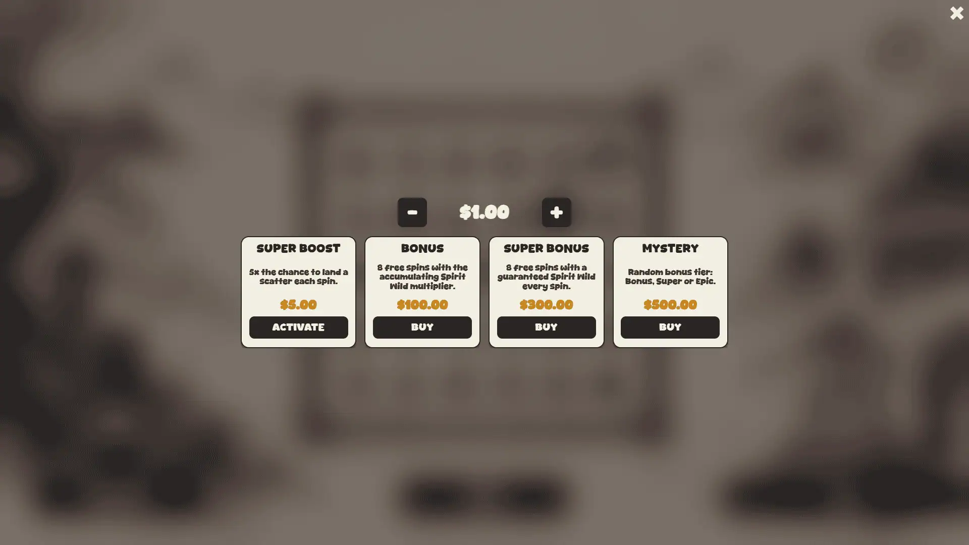 Kitsune Shrine bonus buy menu