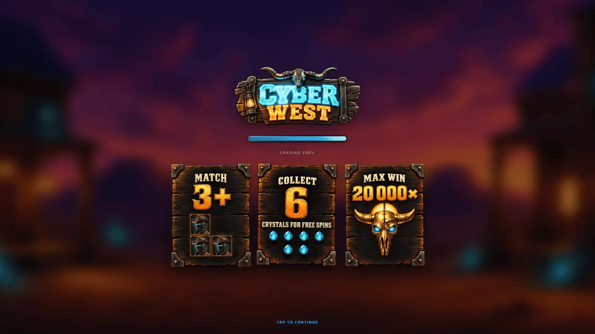 Cyber West slot intro screen