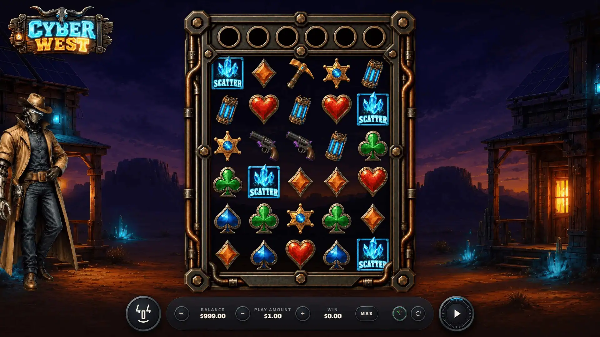 Cyber West slot gameplay reels