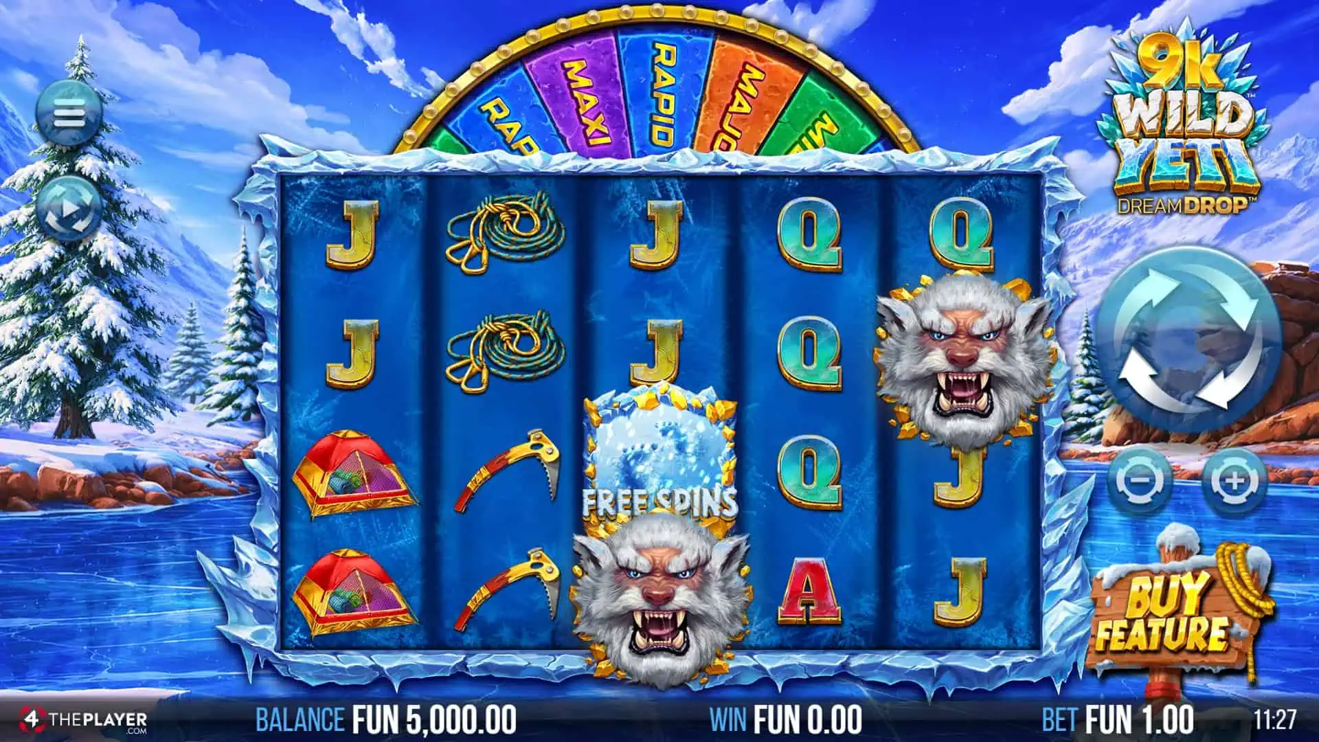9K Wild Yeti Dream Drop slot gameplay reels