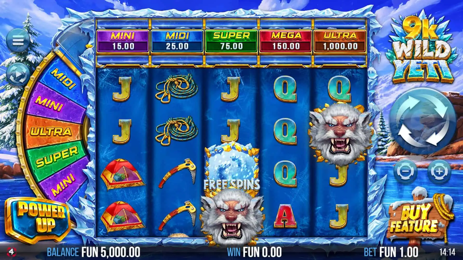 9k Wild Yeti slot gameplay reels