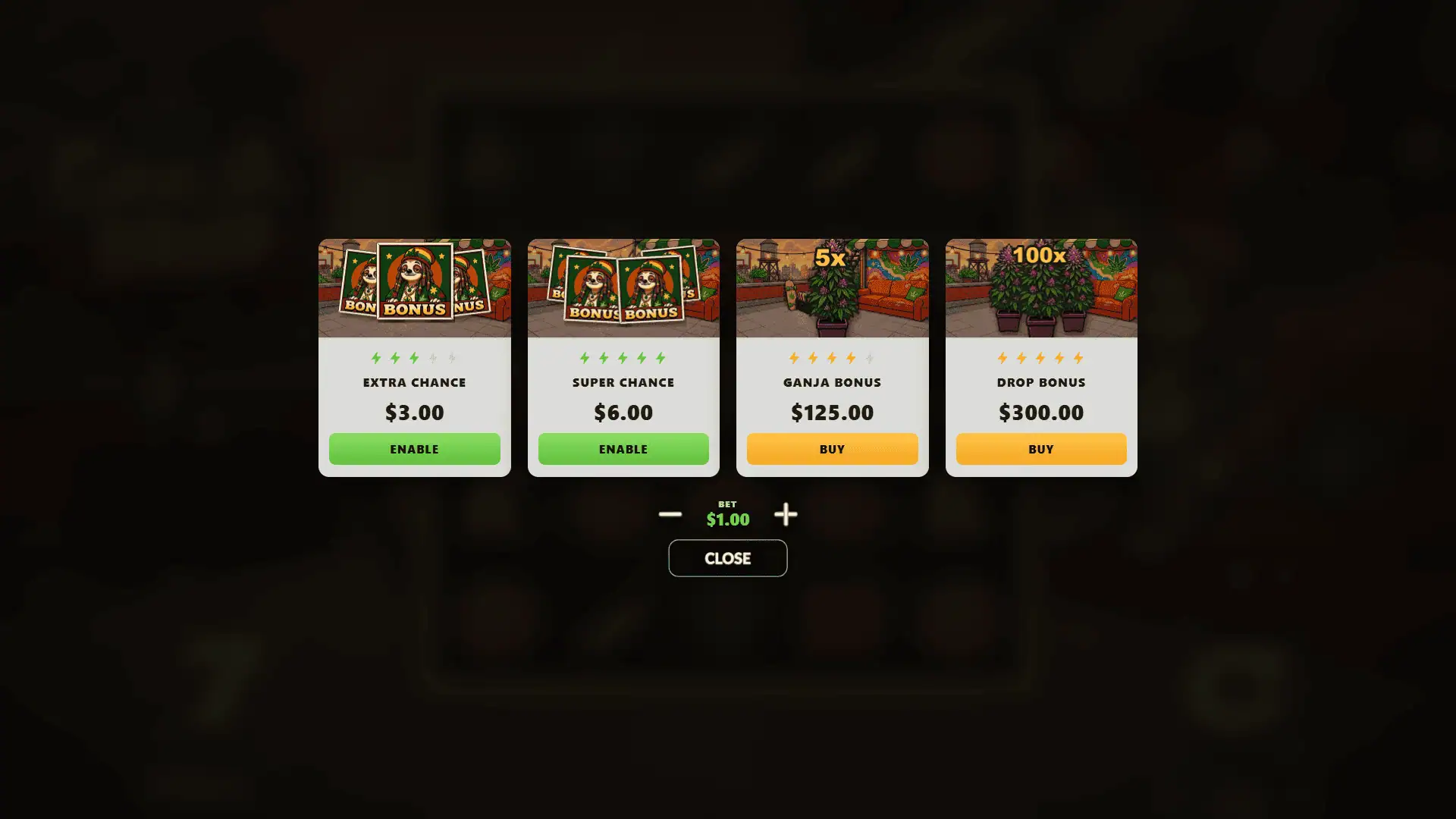 GanjaDrop bonus buy menu