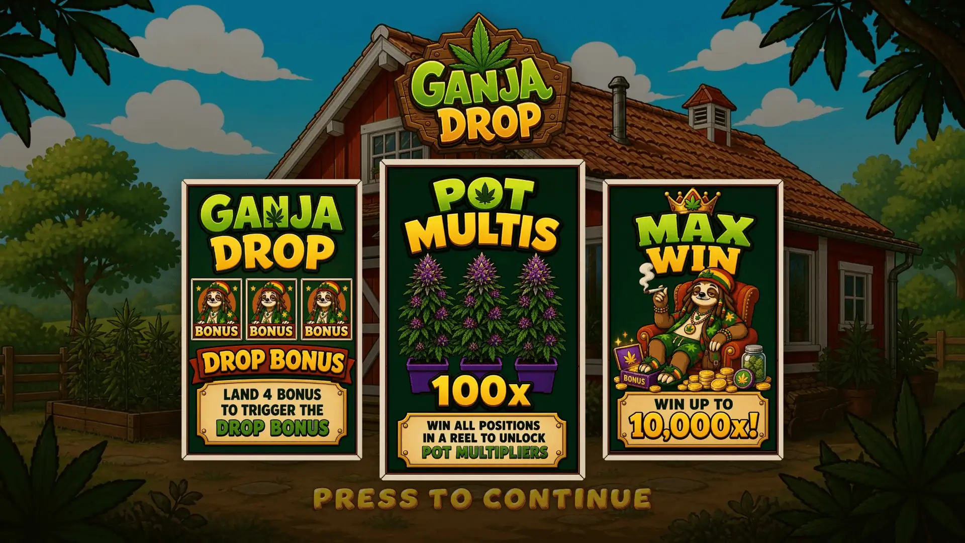 GanjaDrop slot intro screen