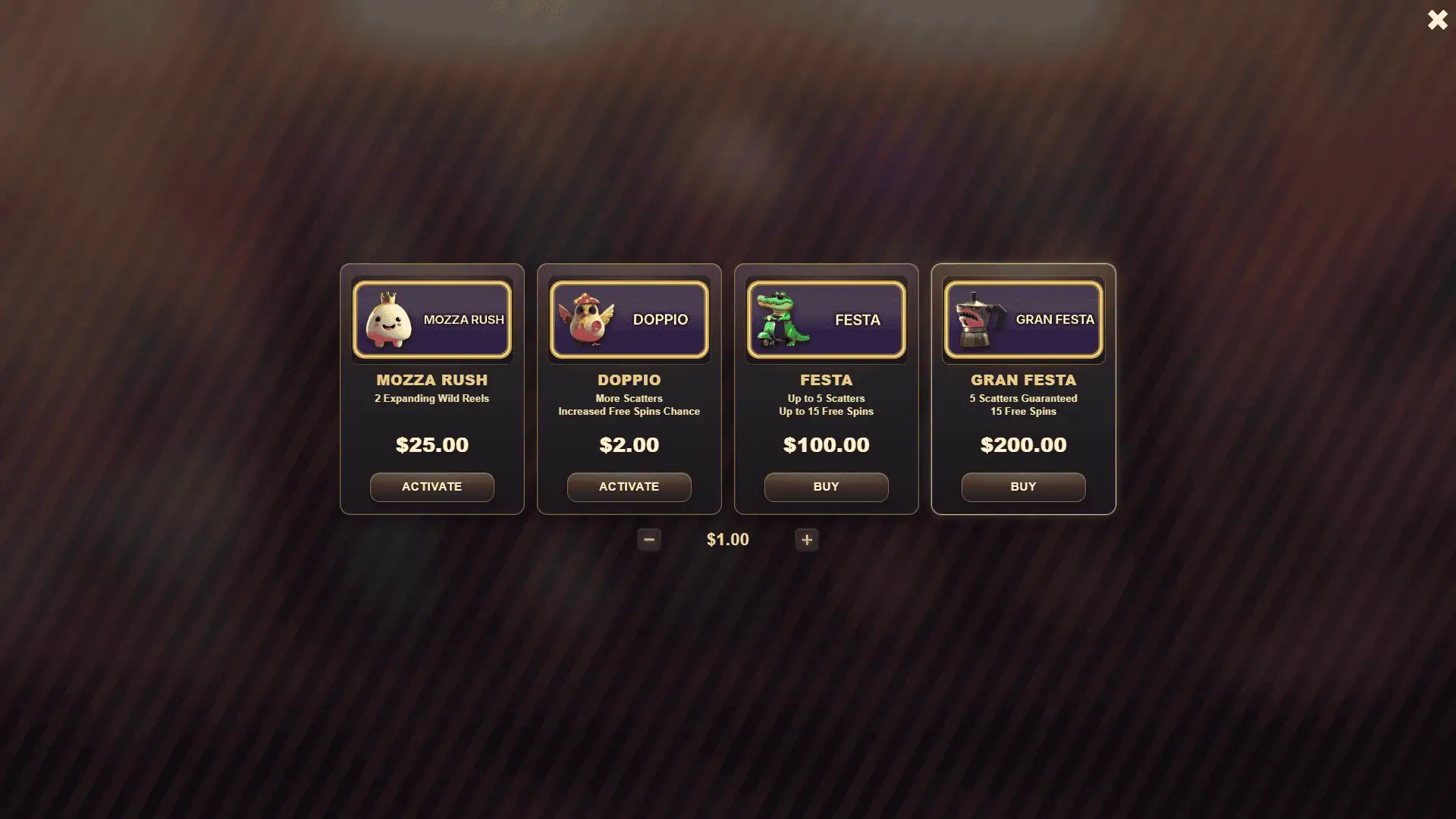 Mozgi bonus buy menu