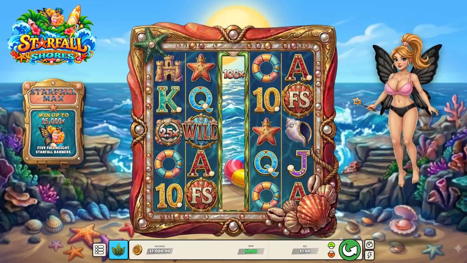 Starfall Shores slot gameplay reels