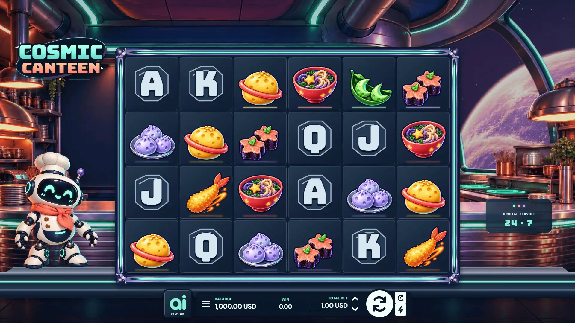 Cosmic Canteen slot gameplay reels