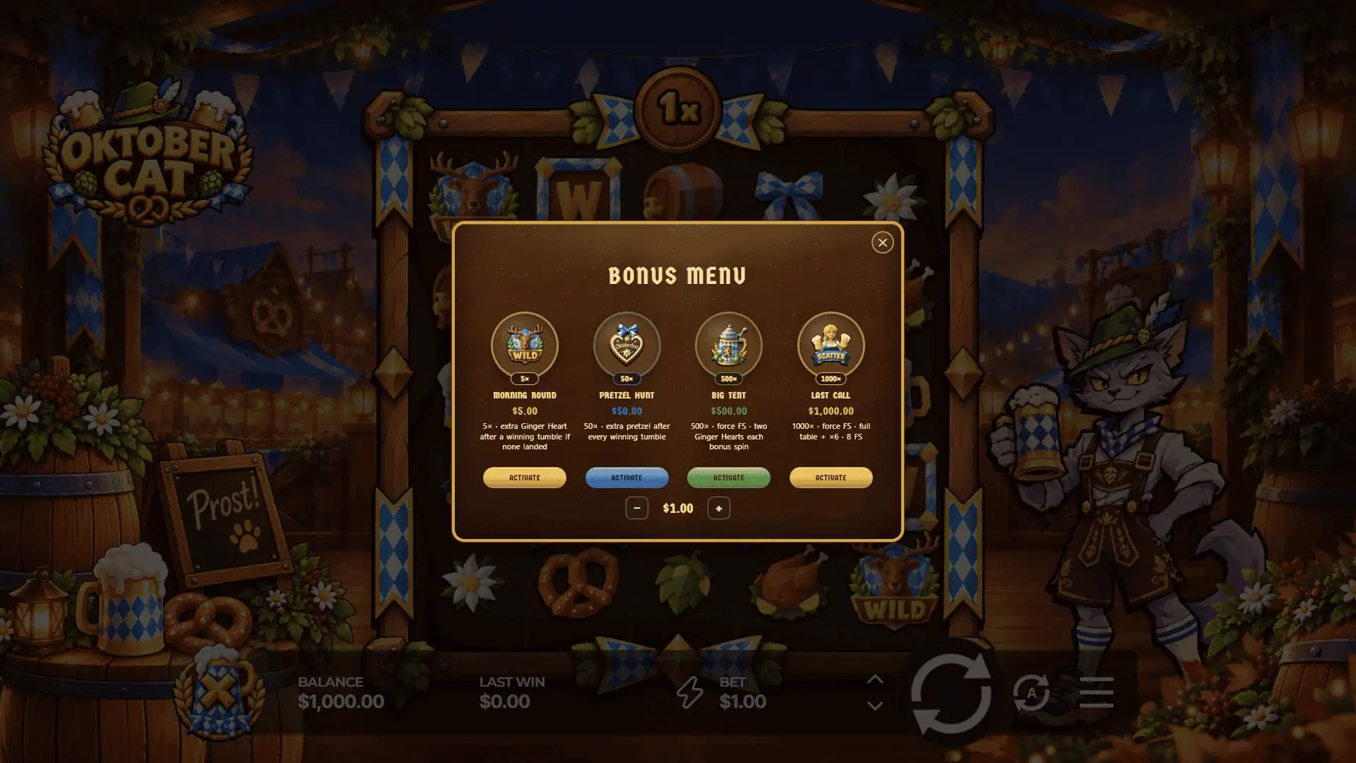 Oktobercat bonus buy menu