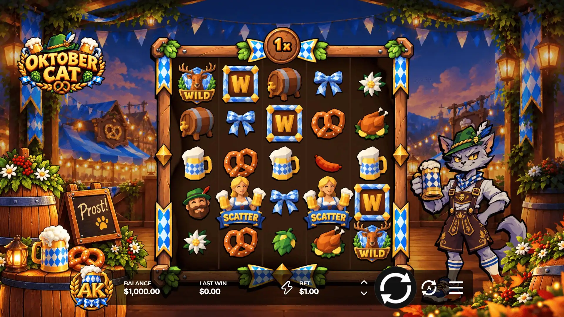 Oktobercat slot gameplay reels
