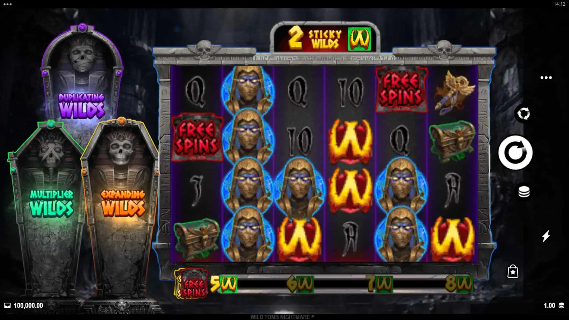 Wild Tomb Nightmare slot gameplay reels