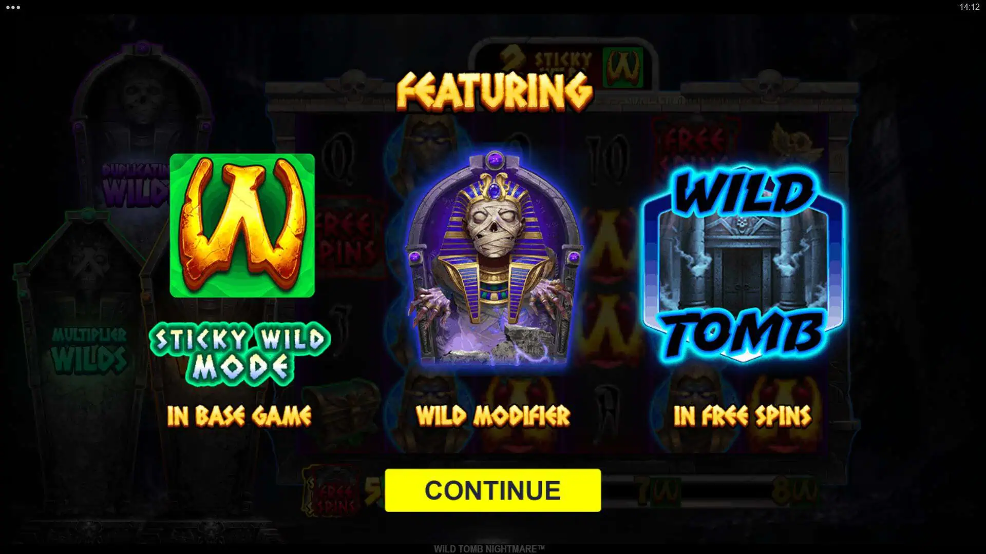 Wild Tomb Nightmare slot intro screen