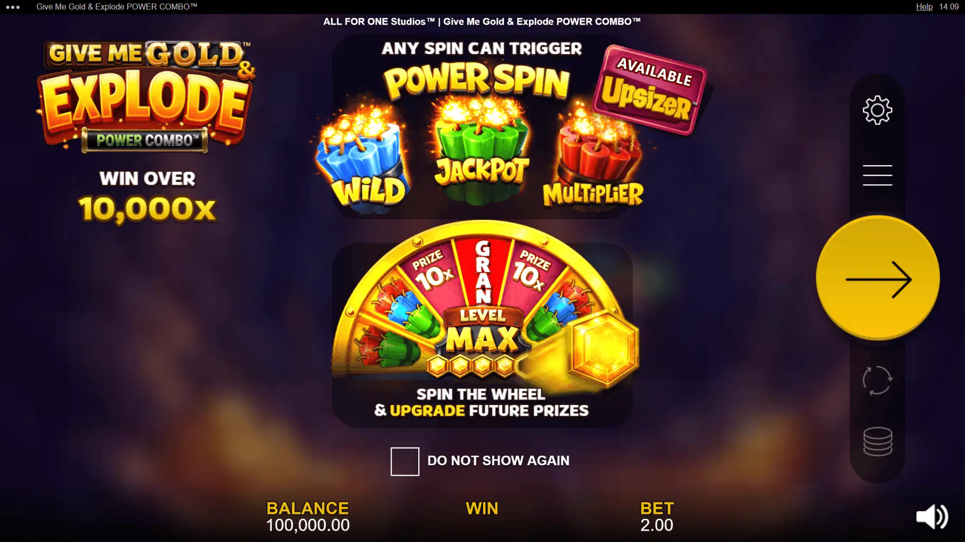 Give Me Gold & Explode Power Combo slot intro screen