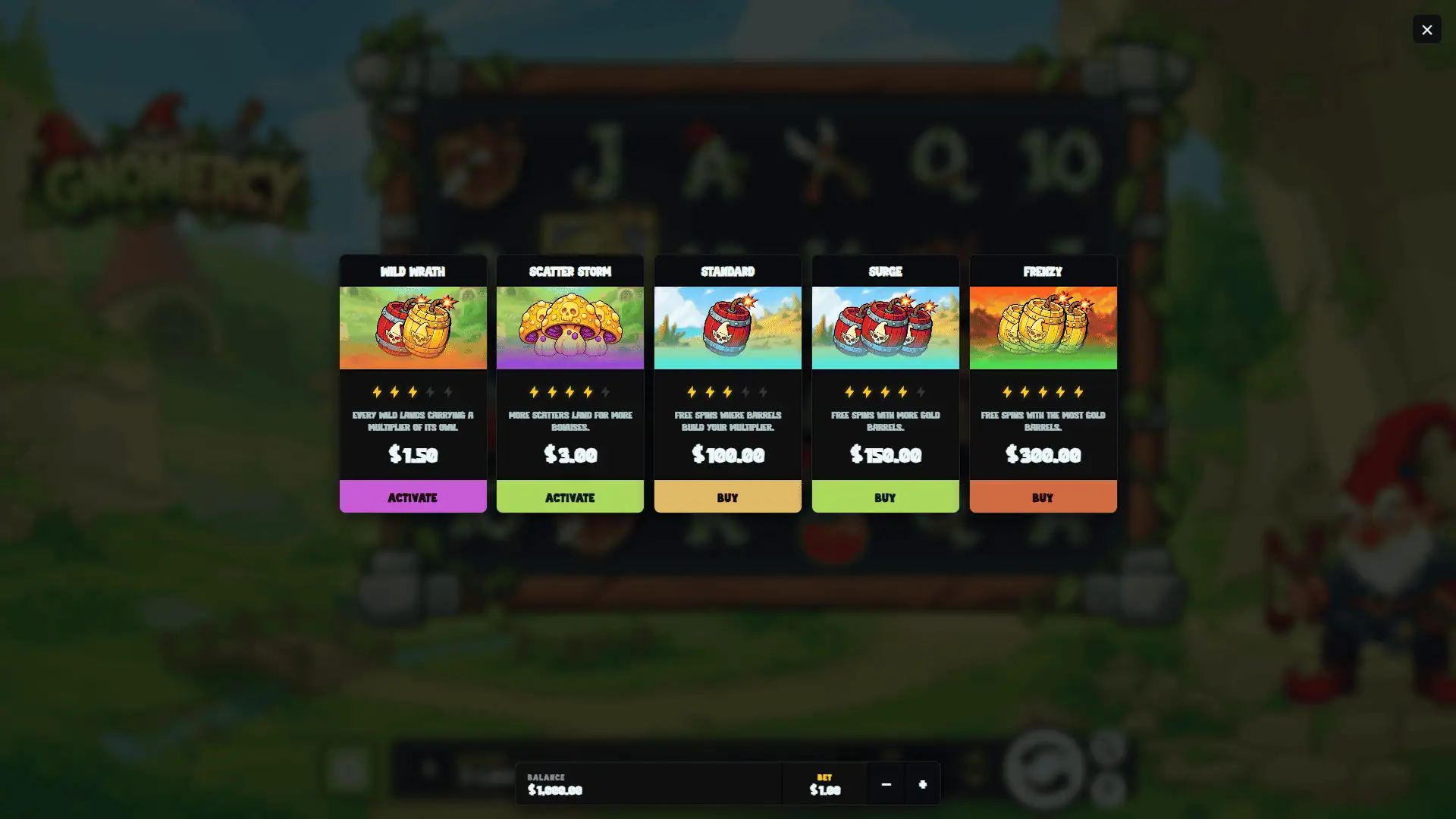 Gnomercy bonus buy menu