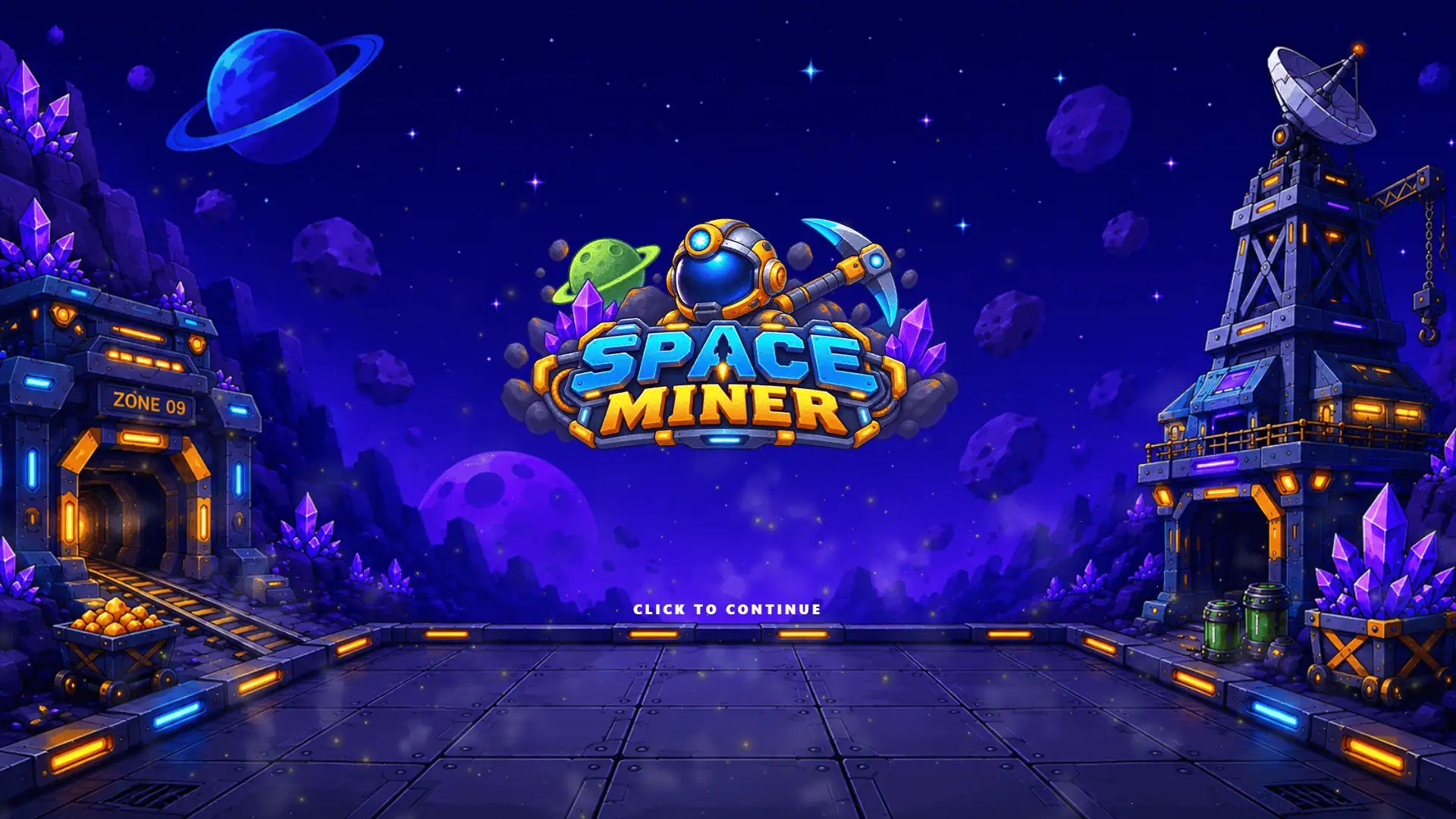 Space Miner slot intro screen