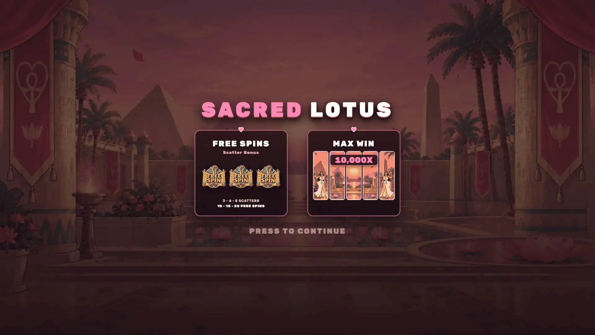 Sacred Lotus slot intro screen