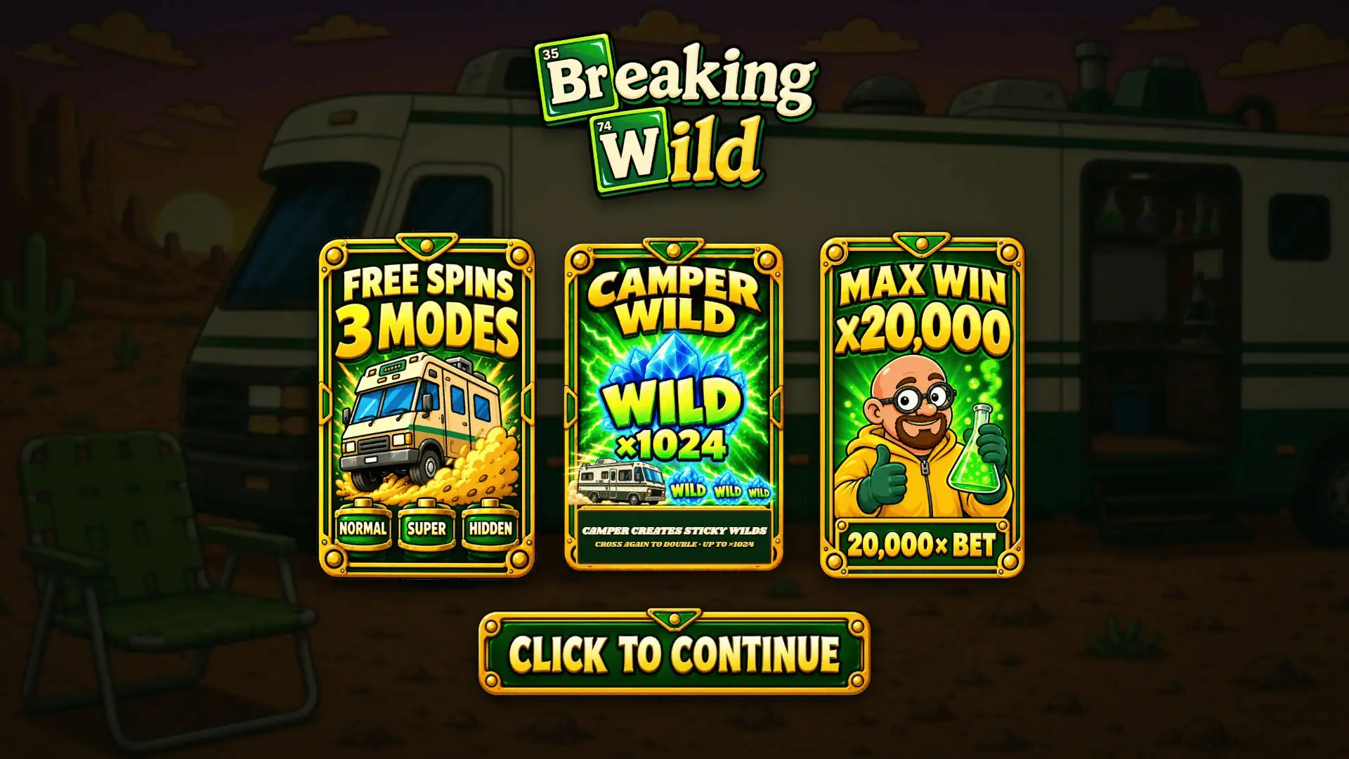 Breaking Wild slot intro screen