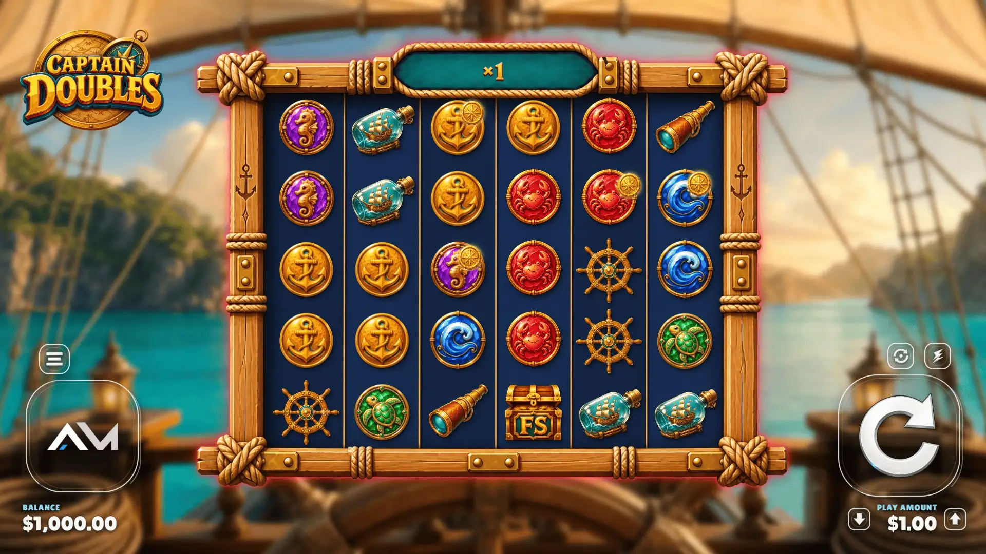 Captains Doubles slot gameplay reels