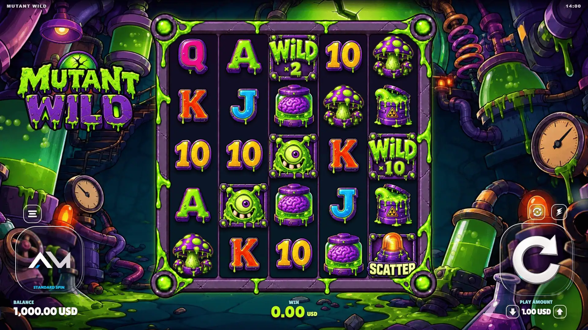 Mutant Wild slot gameplay reels