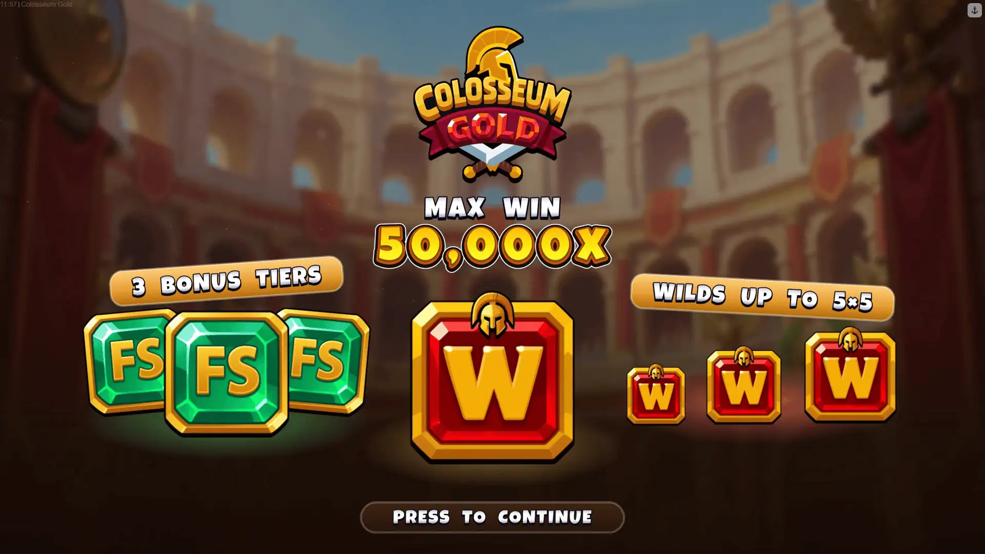 Colosseum Gold slot intro screen