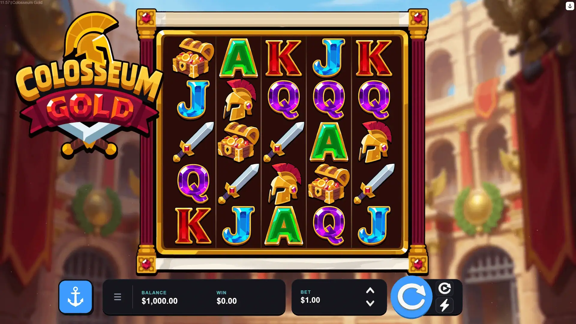 Colosseum Gold slot gameplay reels