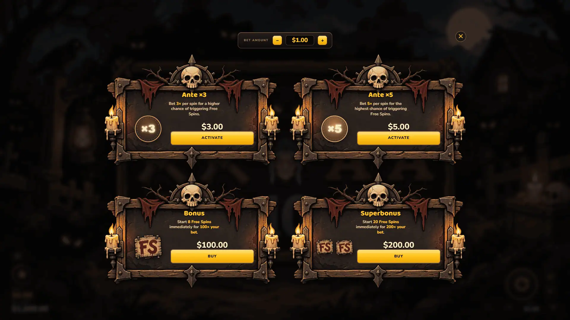 Black Raven bonus buy menu