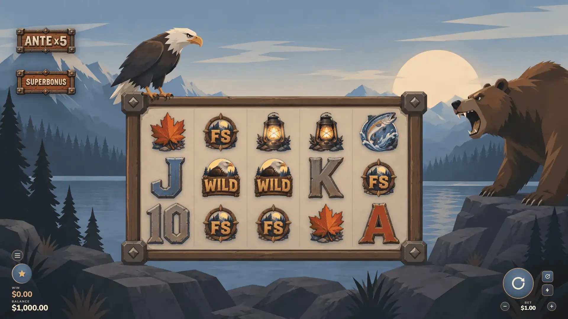 Eagle vs Bear slot gameplay reels