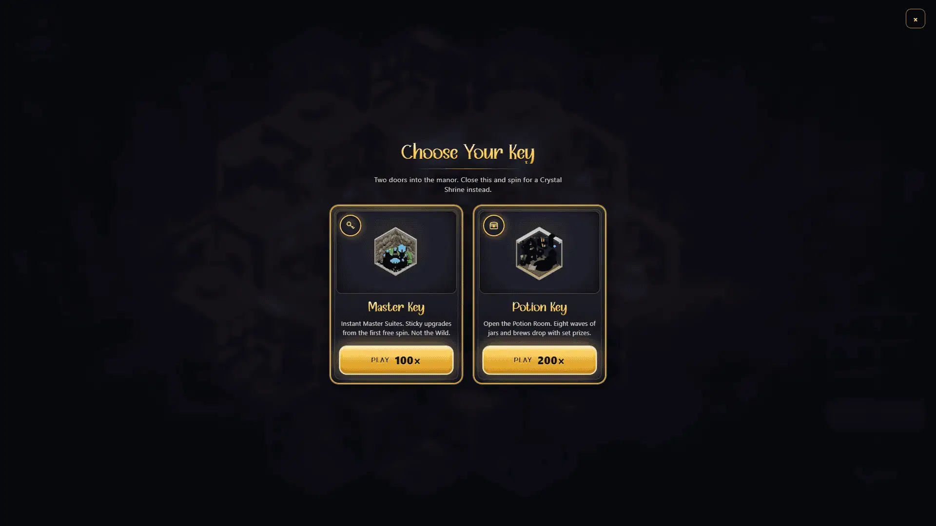 Spellbound Suites bonus buy menu