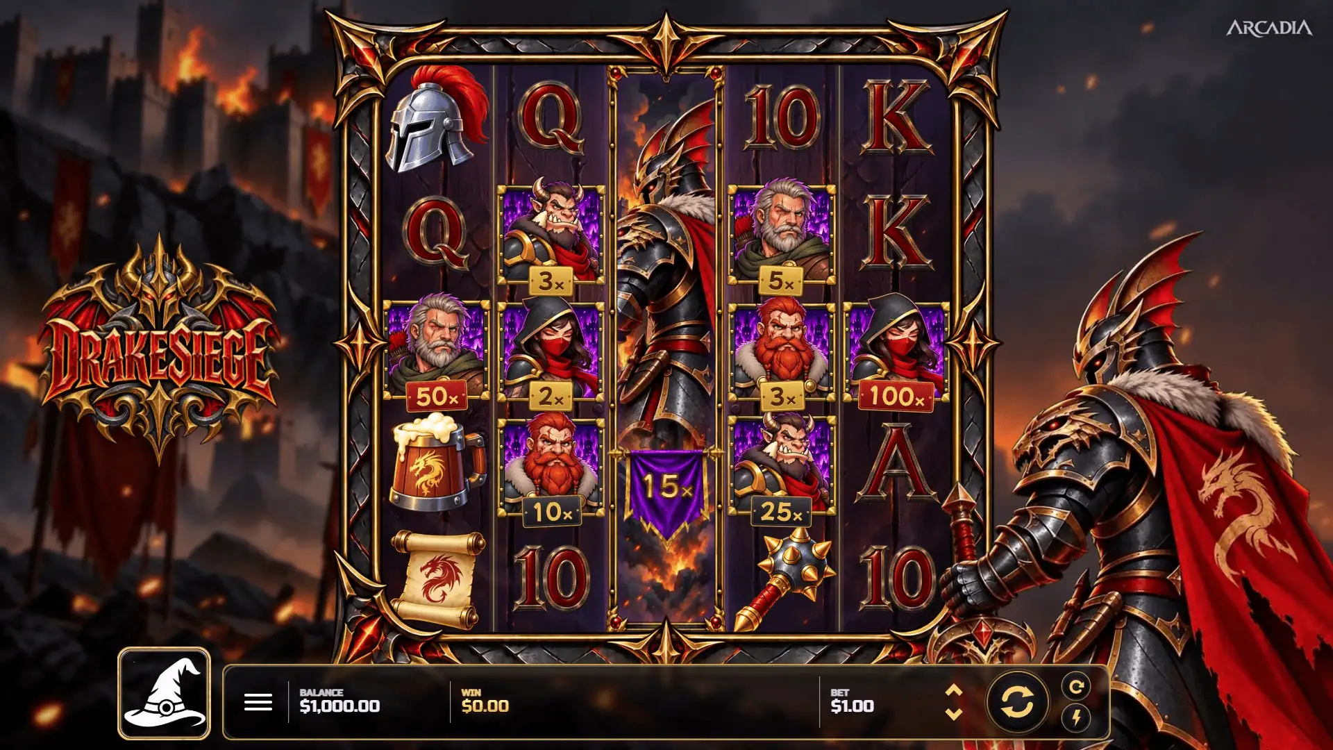 Drakesiege slot gameplay reels