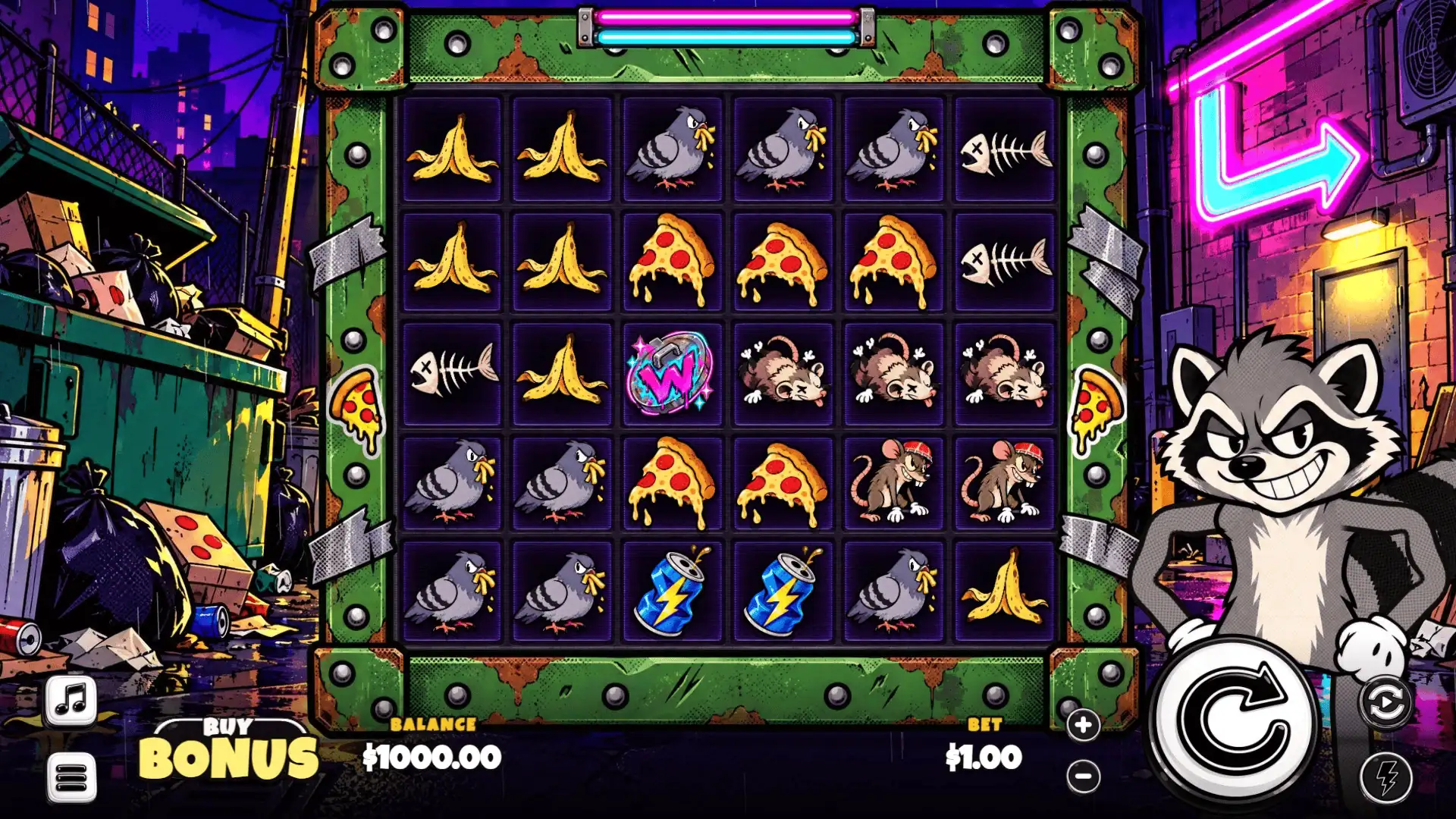 Racoon Rampage slot gameplay reels