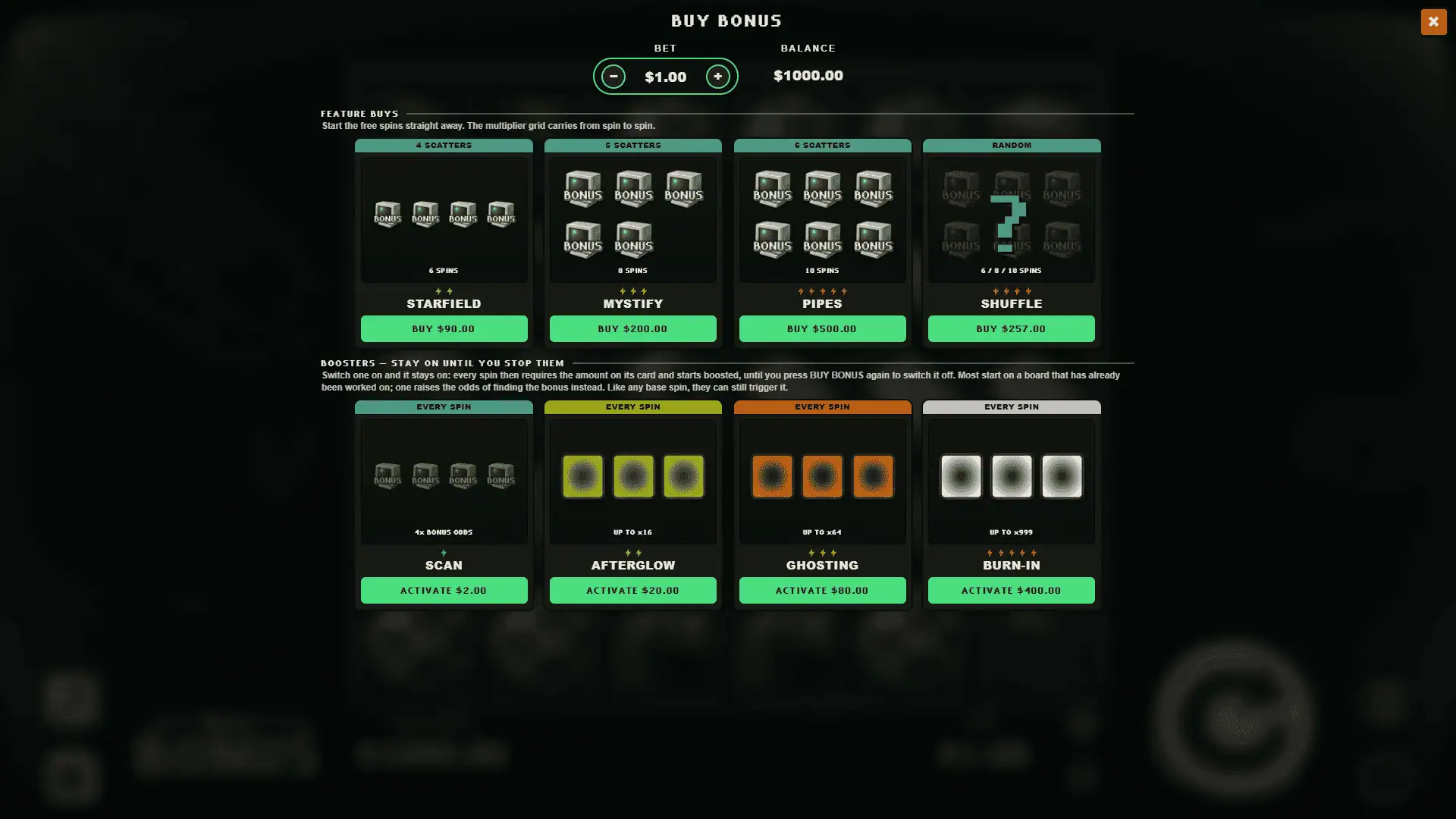 SAVER.EXE bonus buy menu