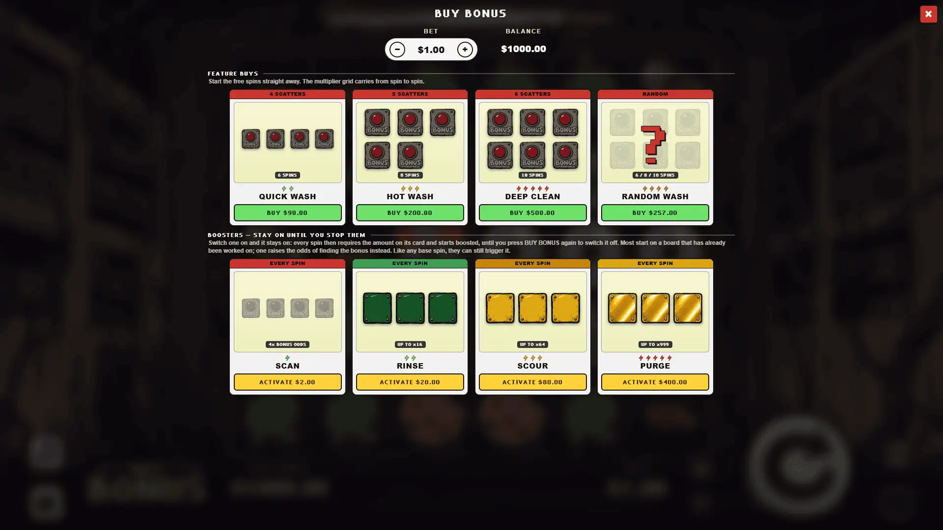 WASH.EXE bonus buy menu