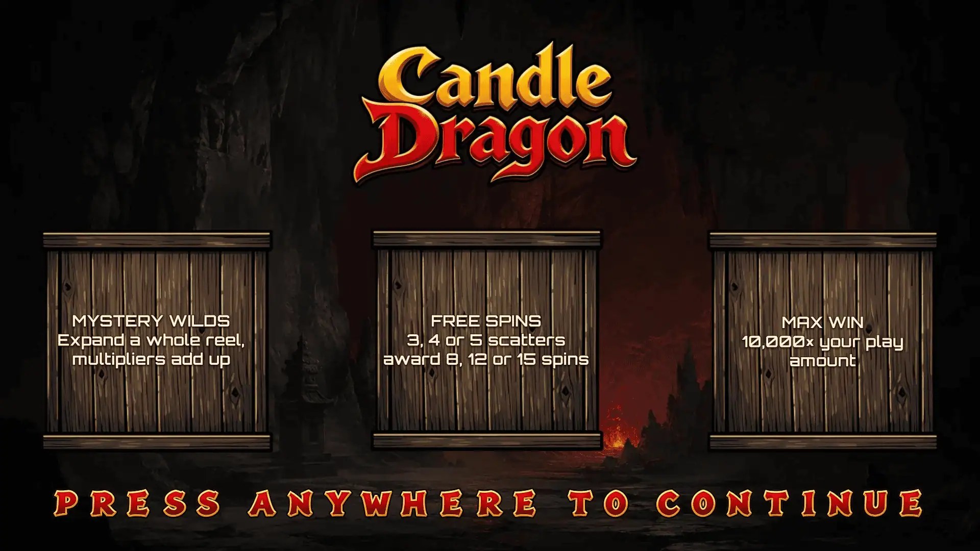 CandleDragon slot intro screen